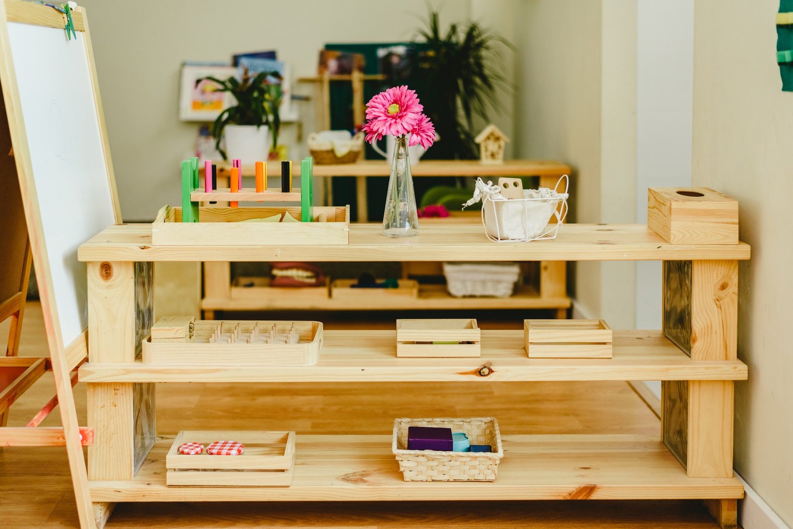  Montessori Classroom Layout Shelving in a classroom with montessori material