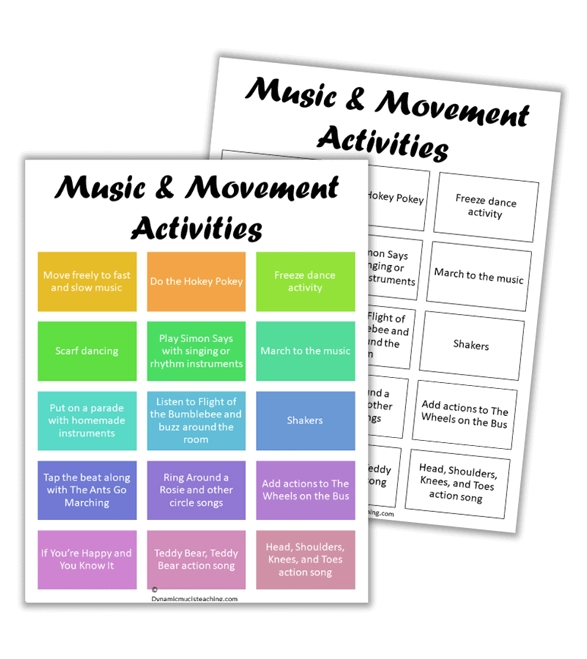 Educator guides for planning activities Classroom Resources for Music and Movement Activities