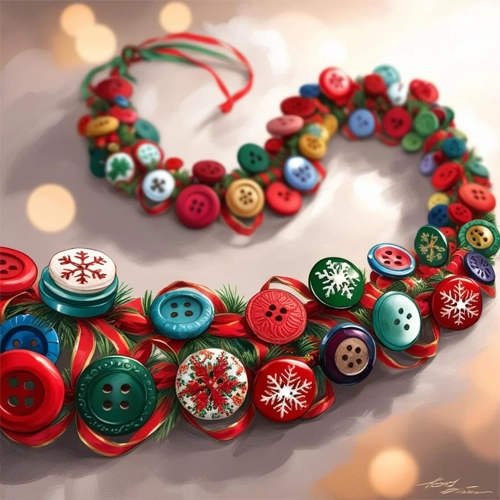 Button Garland Preschool Christmas Crafts