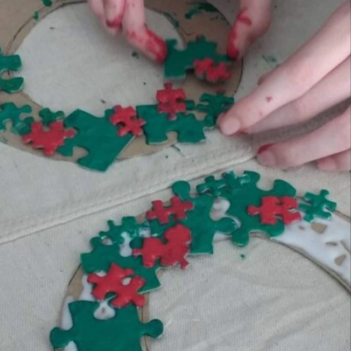 Christmas Puzzle Craft Preschool Christmas Crafts