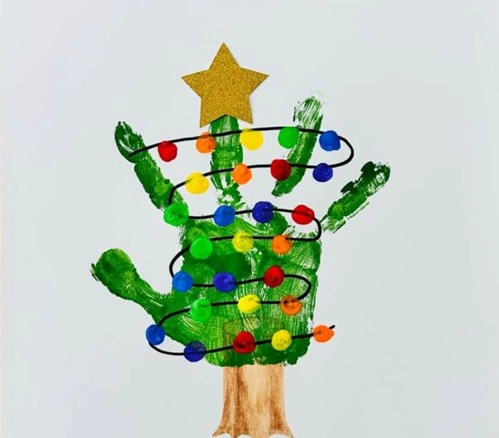 Handprint Christmas Tree-Preschool Christmas Craft