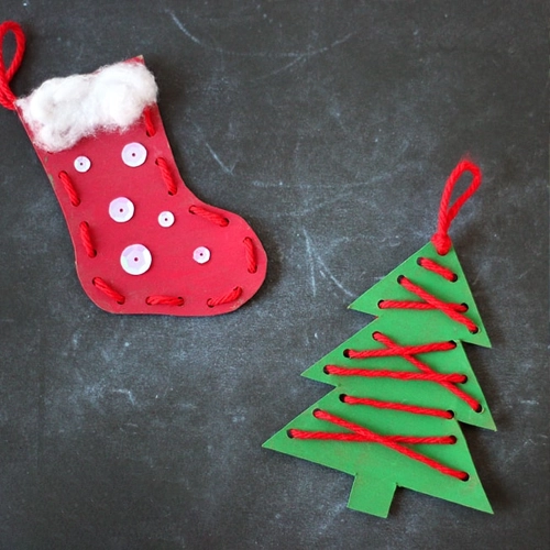 Lacing Christmas Cards Preschool Christmas Crafts