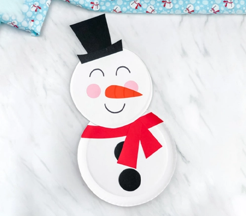 Paper Plate Snowman-Preschool Christmas Crafts