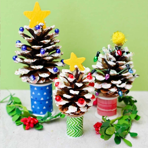 Pinecone Christmas Trees Preschool Christmas Crafts