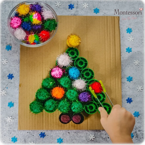 Pom Pom Sorting Craft Preschool Christmas Crafts