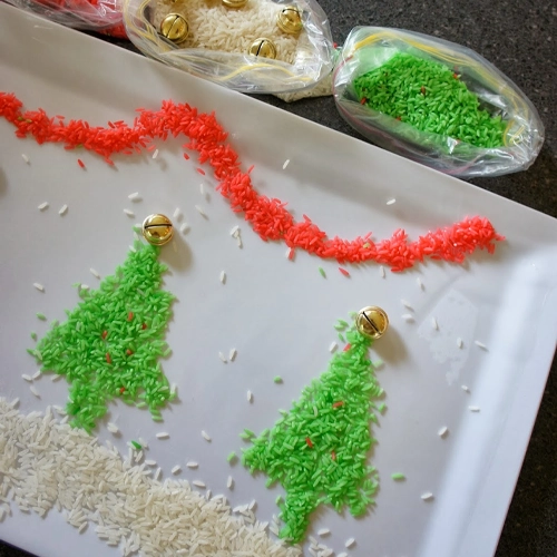 Rice Sensory Bags Preschool Christmas Crafts