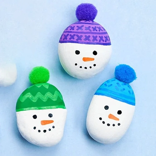 Rock Snowmen Preschool Christmas Crafts