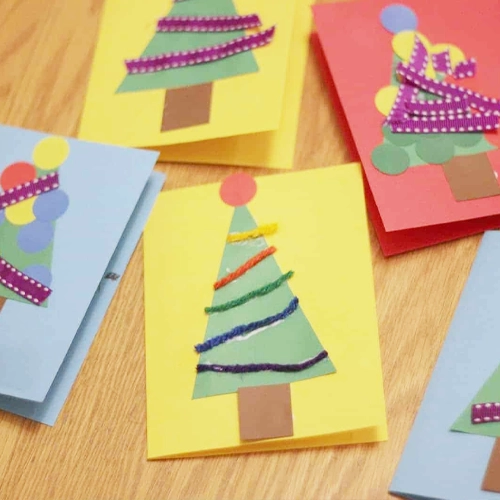 Shape Christmas Cards Preschool Christmas Crafts