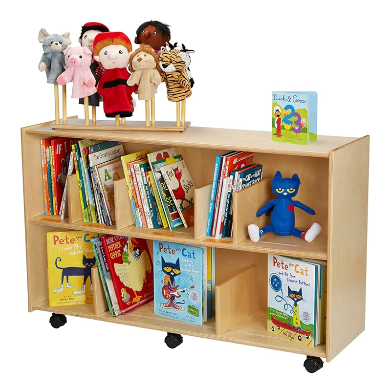 Custom Preschool Classroom Bookshelf by TOP Montessoris-Double-Rolling Open Shelf Bookcase