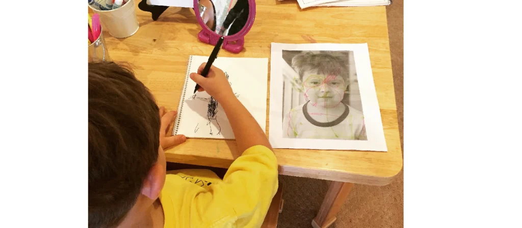 The Best All About Me Preschool Activities for Fun Learning kid Mirror Self Portrait Drawingwebp