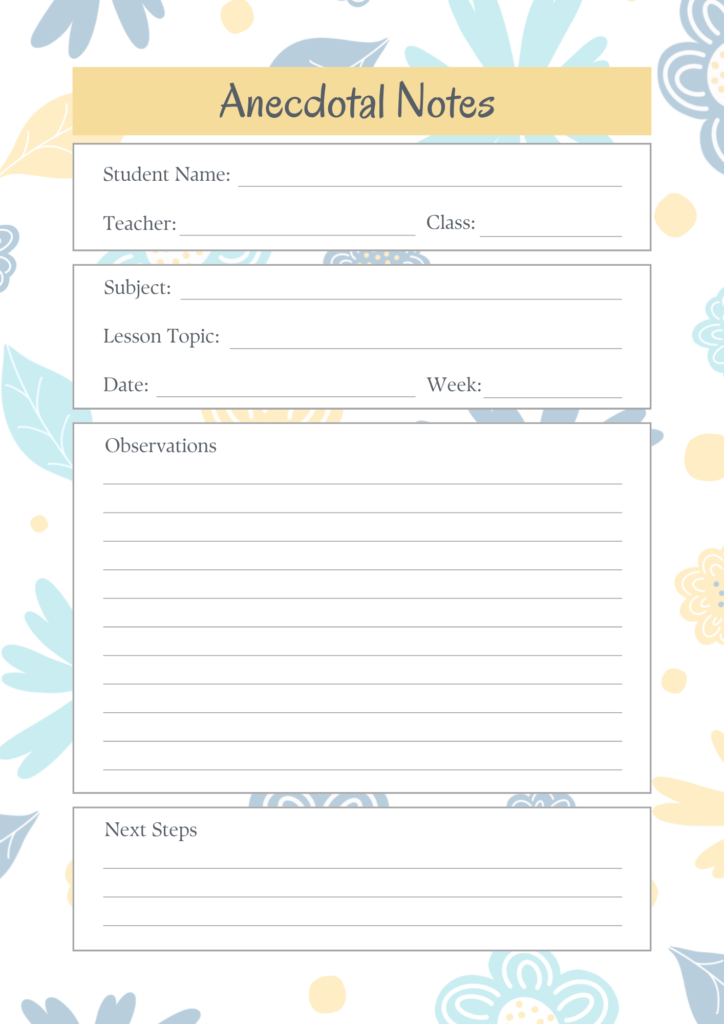 Unlocking Learning with Anecdotal Record in Education 7 Anecdotal Record Template by TOP Montessoris