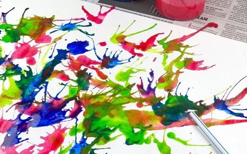 Create a Blow Painting with Straws 1