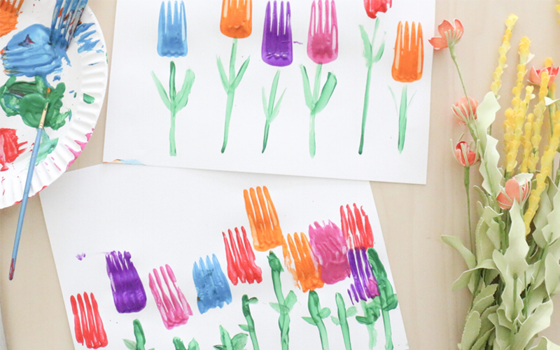 Fork Print Tulips